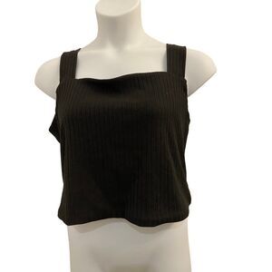 NWT Eloquii Ribbed Crop Tank Top Square Neck Sleeveless Pullover Black Size 20